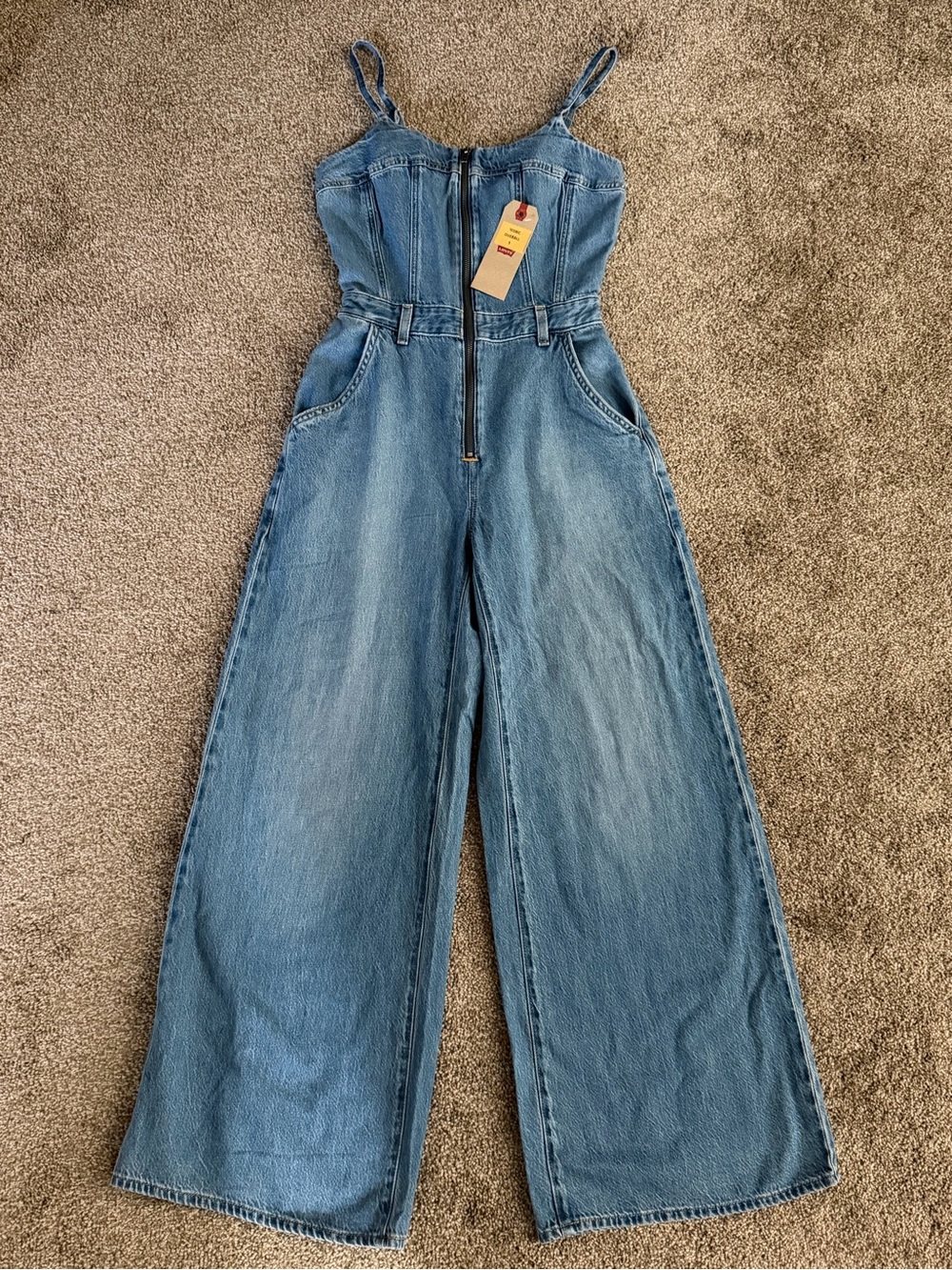 Levi's Light Blue Wide-Leg Denim Jumpsuit - Picture 4 of 12
